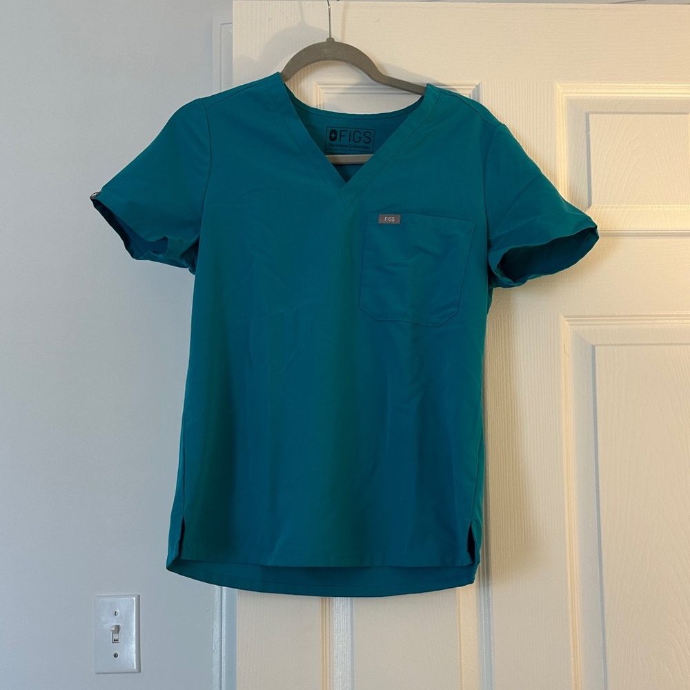 Figs Teal Scrub Top
